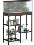 YBING 20 Gallon Fish Tank Stand Aquarium Stand with Board Reptile Tank Stand with 3-Tier Small Mesh Shelves 29" L x12 W x 30" H Brown