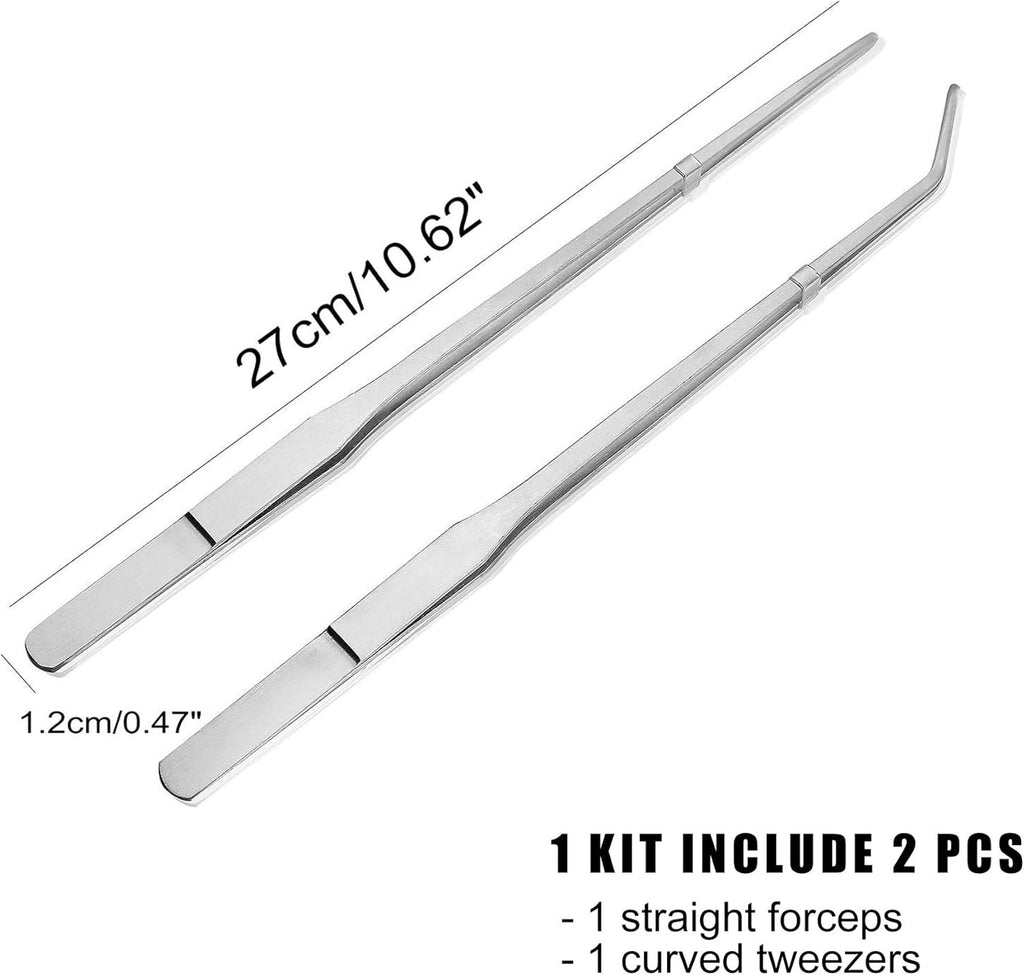 Longjet Kitchen Tongs Metal Tweezers for Cooking - Reptile Feeding Tongs for Gecko, Bearded Dragon, Snake - Long Forceps for Aquarium Plant