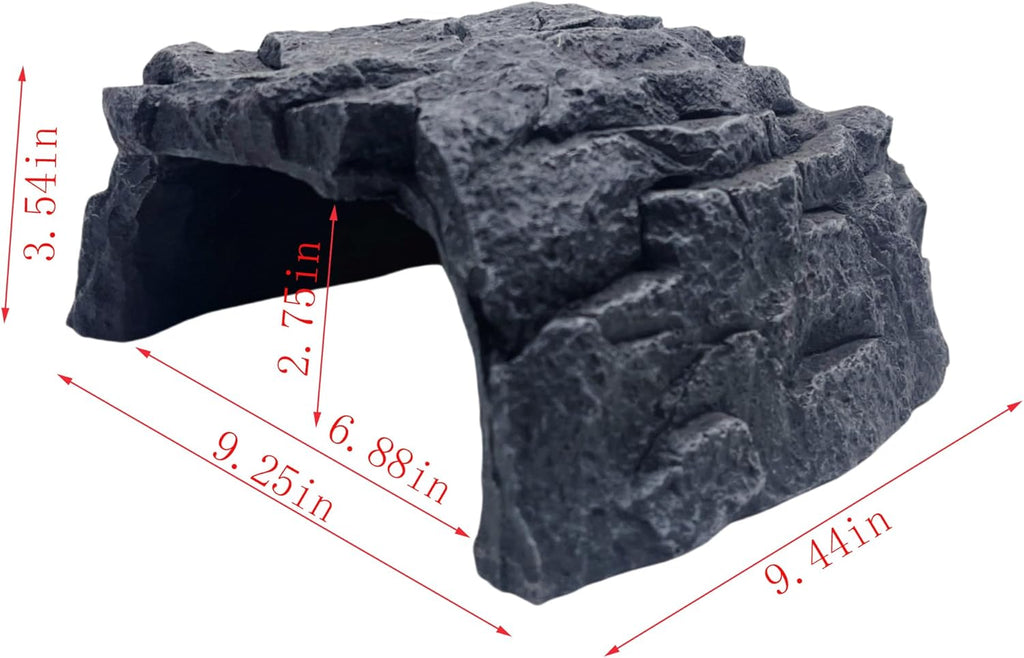 Rock Cave Habitat Hidden for Reptile and Amphibians.Terrarium & Aquarium Decor, Reptile hideout Hide Cave, Perfect for Bearded Dragons,Lizards,Snakes,Turtles,Geckos,Tortoises,Small Animals -Large Size