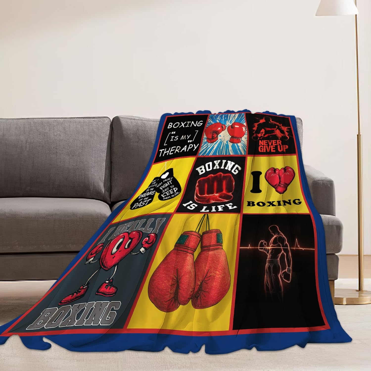 Boxing Blanket Boxing Gloves Sports Lover Throw Blankets Gifts for Girls Boys Kids Soft Cozy Fleece Plush for Couch Sofa Bed 60"x50"