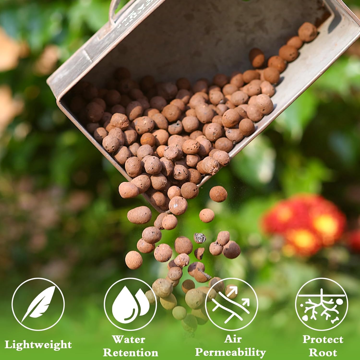 Halatool 8LB Clay Pebbles for Plants 4mm-16mm Lightweight Hydroton Leca Balls for Indoor Potted Plants Hydroponics Gardening Orchids Drainage Decoration Aquaponics
