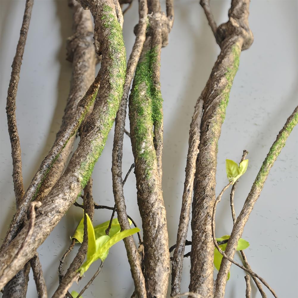 3Pcs Artificial Bendable Tree Branches for Decoration, 35in Realistic Faux Dried Branches Wreath, Fake Vines Tree Twigs with Leaves for Home Decoration, Flower Garlands, Crafts