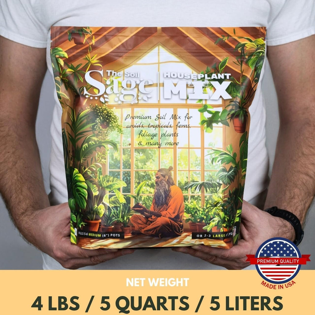 Soil Sage 5 qt Premium Houseplant Soil - U.S.A. Made Well-Draining Nutrient-Rich Potting Mix for Indoor Plants - Coconut Coir, Composted Bark, Pumice & Mycorrhizae for Strong Roots & Growth