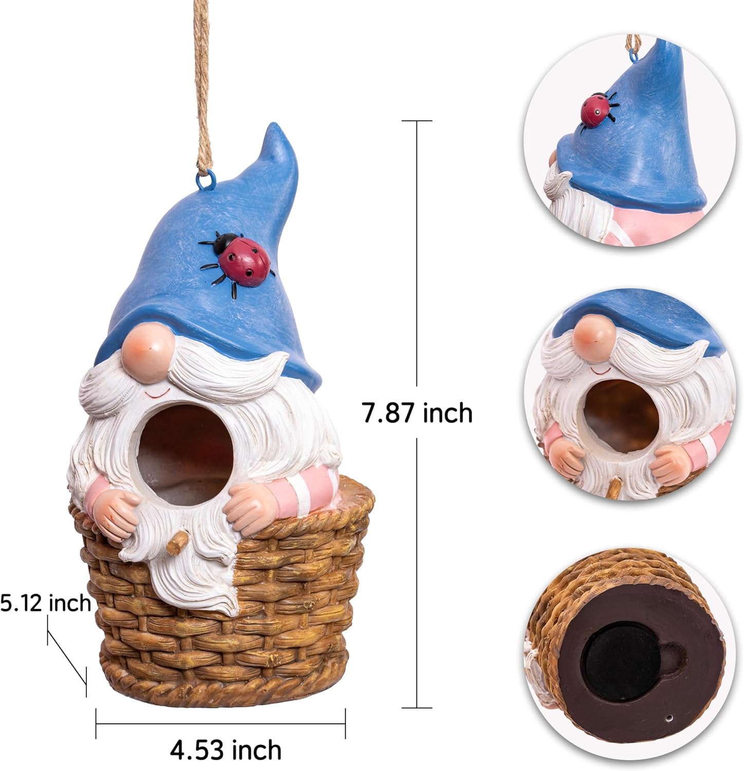 Topadorn Bird House Resin Decoratvie Birdhouse, Hanging Resin Garden Bird House Decoratvie Birdhouse, Blue