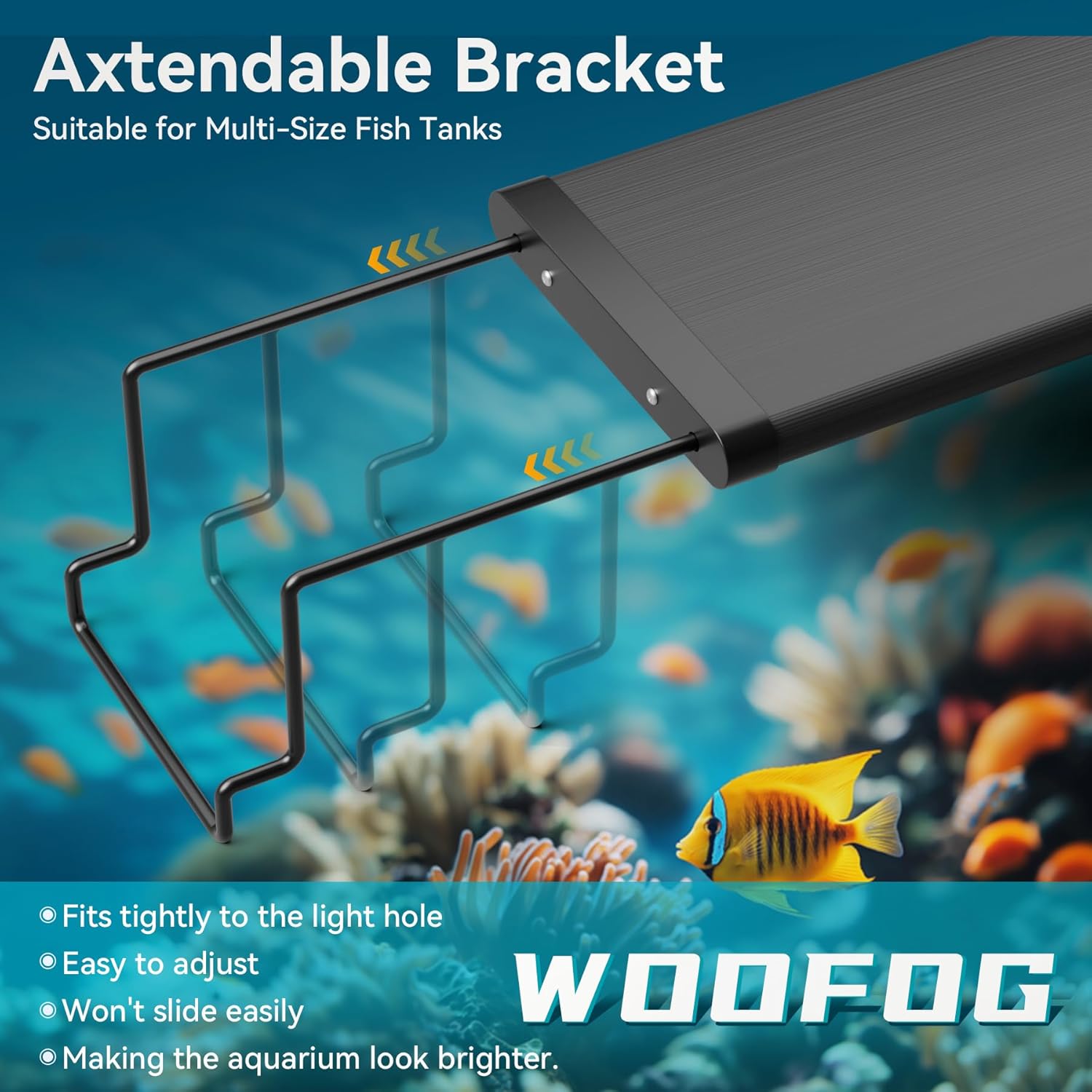 2 Pcs Aquarium Light Riser for Rimmed/Rimless Tanks, Aquarium Light High Holder Bracket, Steel Fish Tank Light Extenders Stands for LED, Light Riser for Aquarium -Black (Width 4.3 inch)