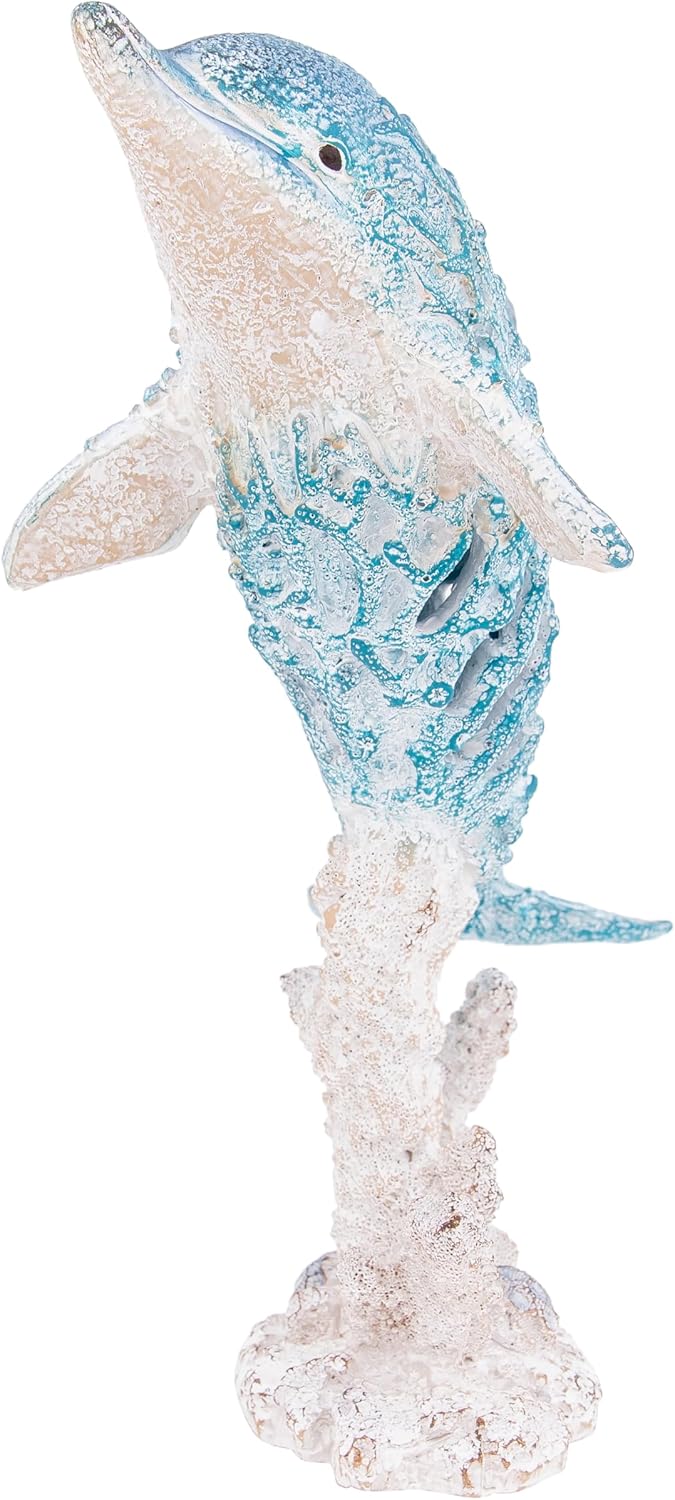 Coral Reef Dolphin Swimming Figurine Coastal Decor Decorative for Home Nautical Collection