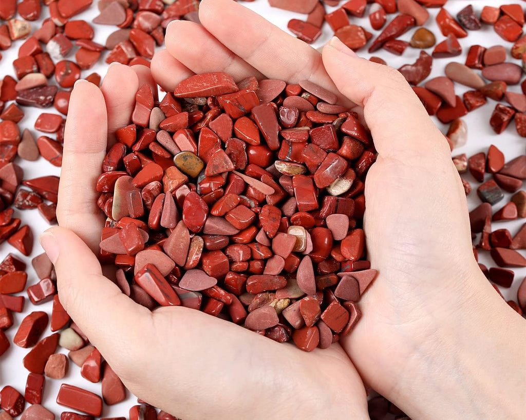 250G Red Jasper Crystals Polished Rocks 0.28-0.35" Tumbled Stones Chips Stone Crushed Crystal Natural Quartz Gem Gravel Home Decoration Aquarium Tank Succulent Plants Vase Filler Landscape Ornament