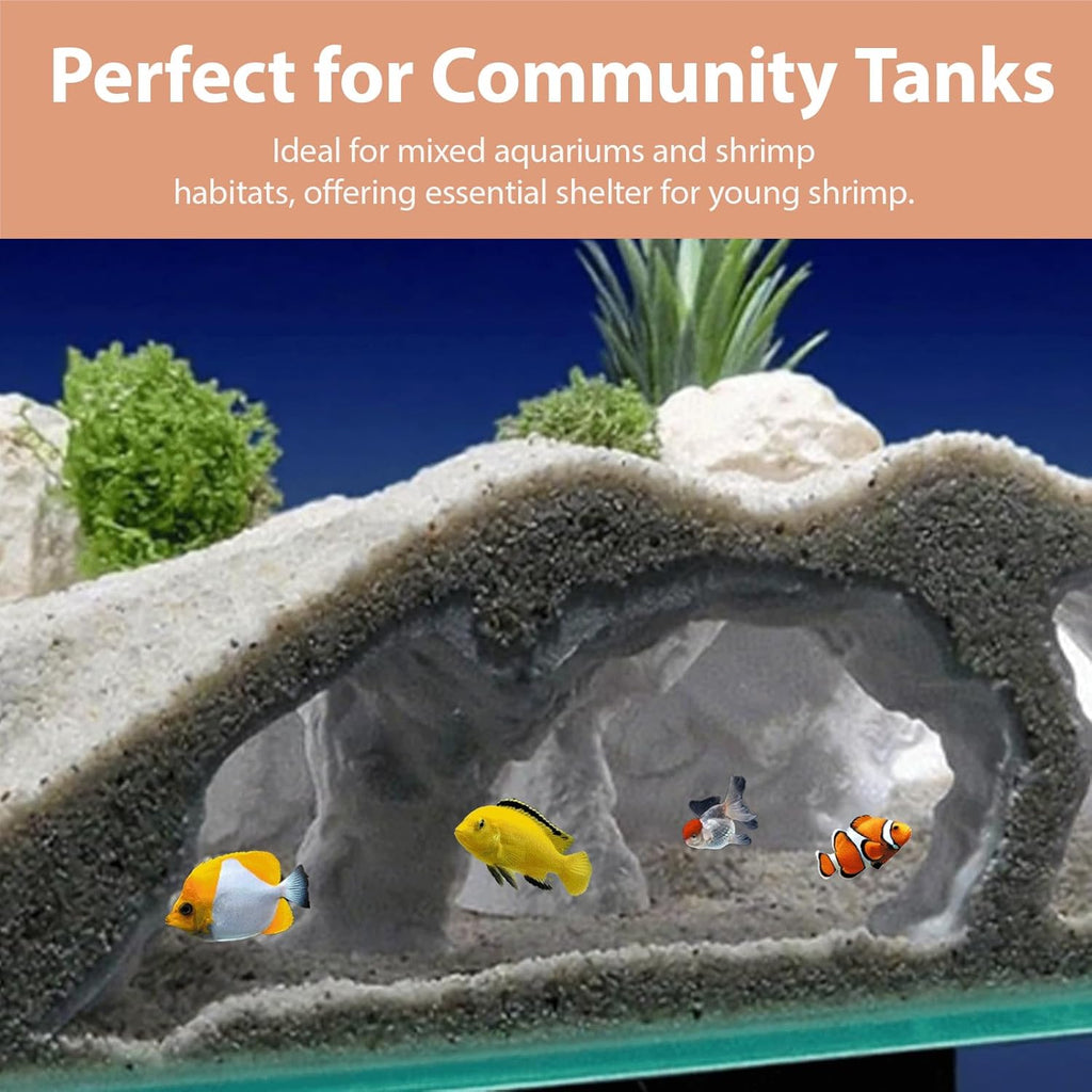 Aquarium Decor, Natural Curve Under Gravel Tunnel Cave, Fish Cave for Aquarium, 3D Printed Fish Tank Tunnel Decor for Betta, Guppy, Shrimp, Cory, Small Cichlid (Medium)