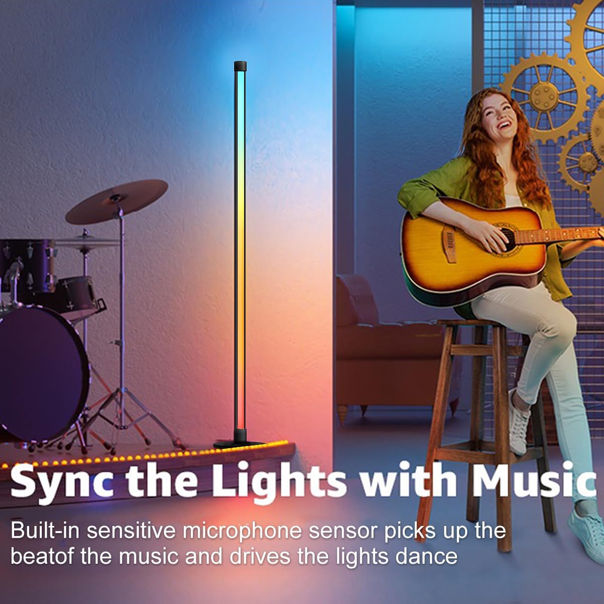 RGB Floor Lamp,Smart LED Corner Lamp with App and Remote Control,16 Million Colors & 80+ Scene,Music Sync,Timer Setting,Ideal for Living Rooms,Bedrooms,Gaming Rooms,Ambient Lighting (63” H)