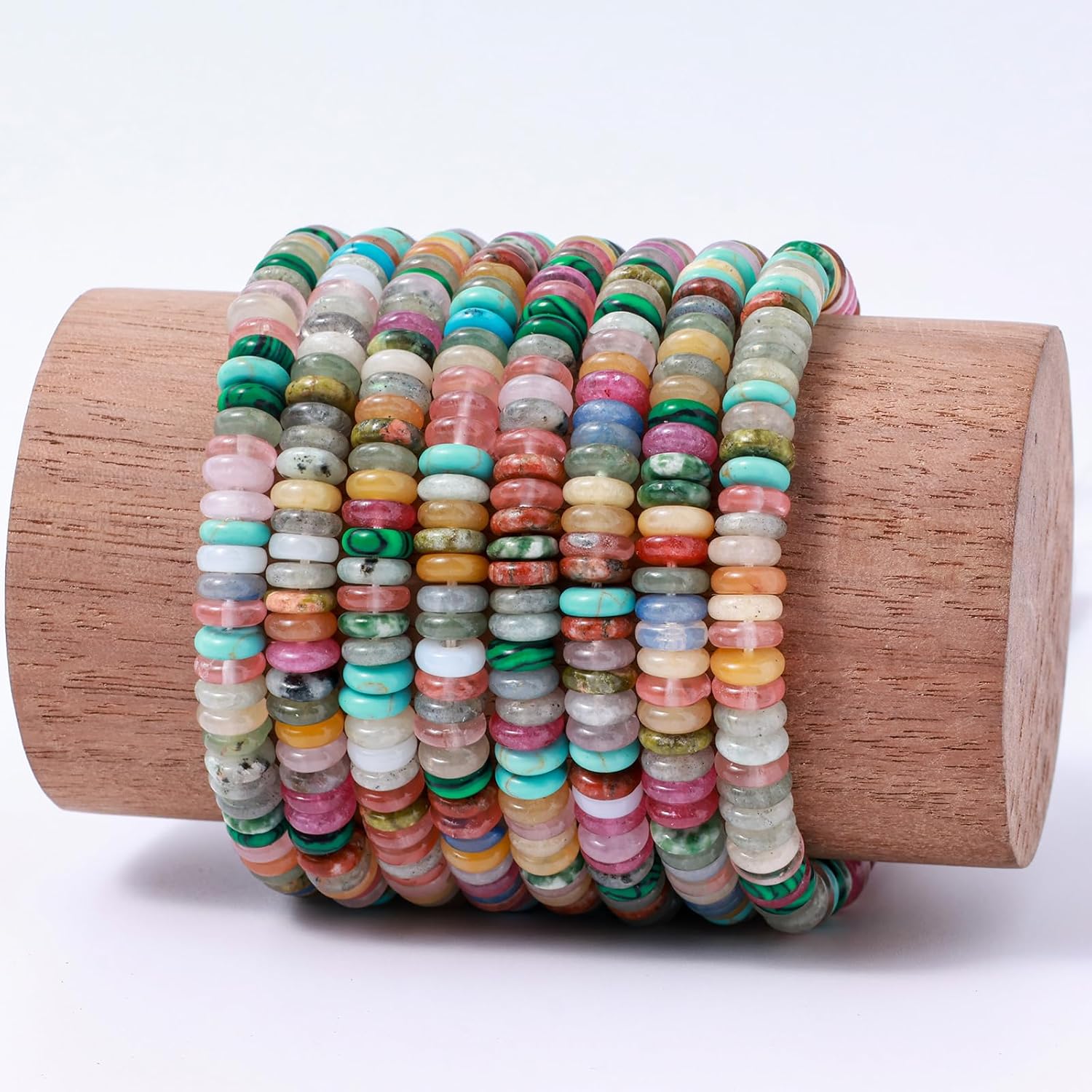 Natural Light Mix Colored Stone Disk Spacer Beads 6x2mm 38cm/str Flat Rondelle Loose Semi Gemstone Caps for Making Bracelets Necklace