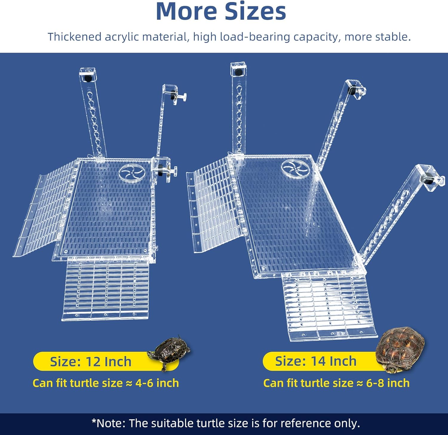 Acrylic Turtle Dock Basking Platform for Aquatic Turtles, No Screwdriver Required Effortless and Sturdy，Innovative Turtle Tank Fixture for Safety, Durability (14 Inch)