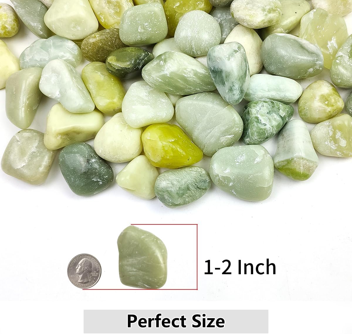40lbs Jade River Rocks for Landscaping, 1-2 Inch Natural Pebbles for Indoor Plants, High Polished Decorative Stones Garden Outdoor and Indoor DIY Vase Filler Fish Tank Aquariums