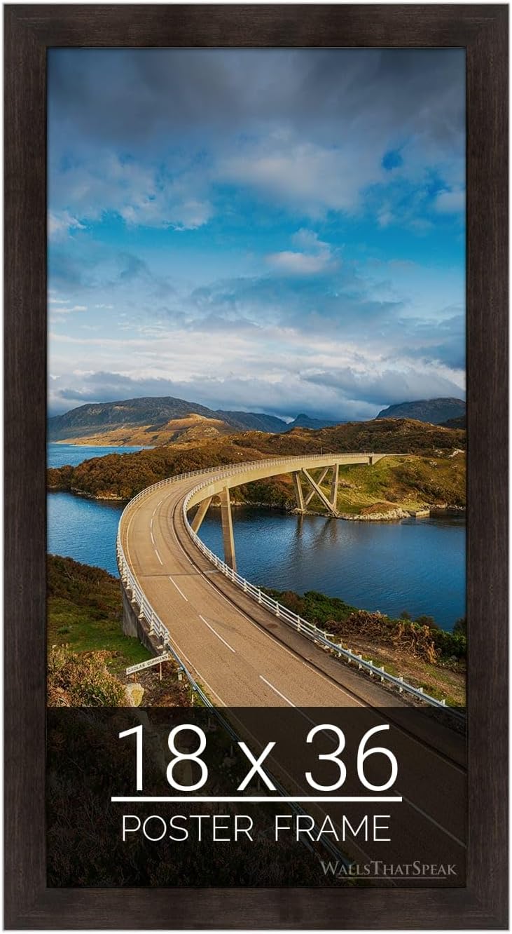 wallsthatspeak 18x36 Espresso Brown Picture Frame for Puzzles Posters Photos or Artwork