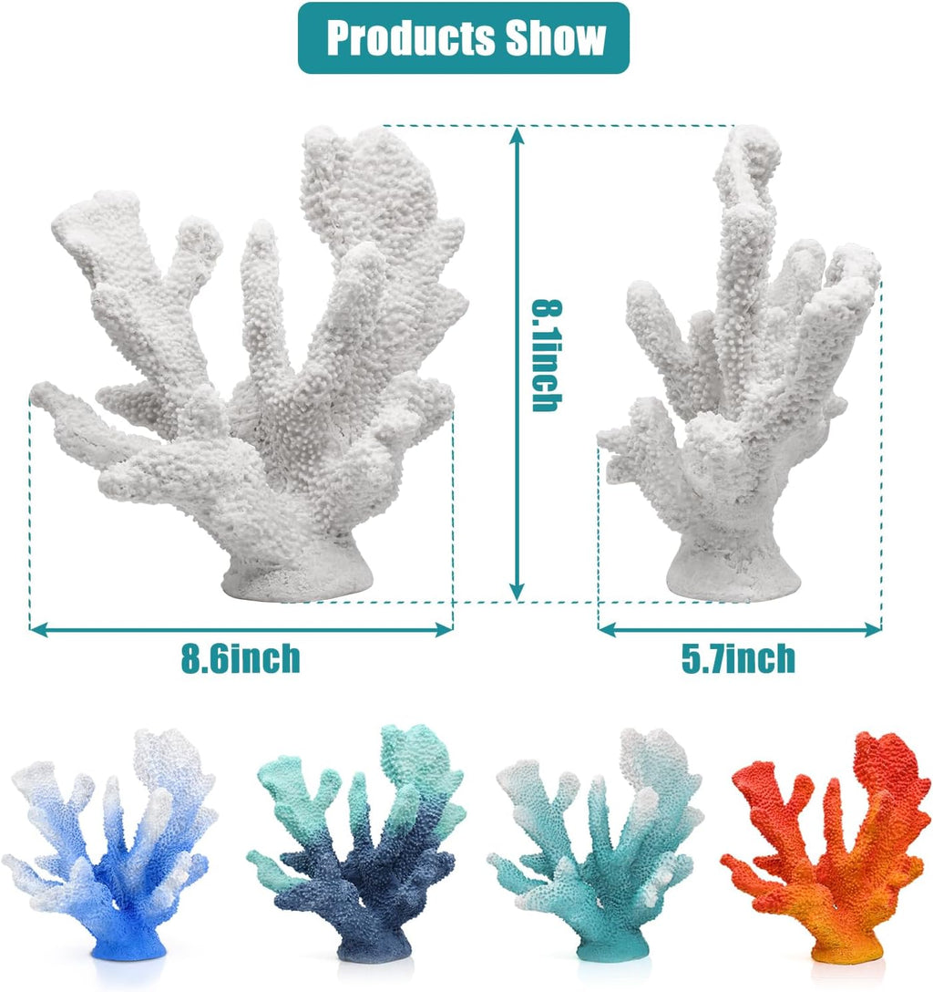 Accessoryway Santorini Blue Coral Reef Decor for Home -Faux Coral Reef Beach Centerpiece Room Table Decorations,Ocean Nautical Themed Party Decor & Beach Decorations for Home Bathroom -8.2"