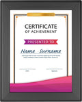 SnapeZo Certificate Frame 8.5x11, Black, 1.25 Inch Aluminum Profile, Front-Loading Snap Frame, Wall Mounting, Professional Series