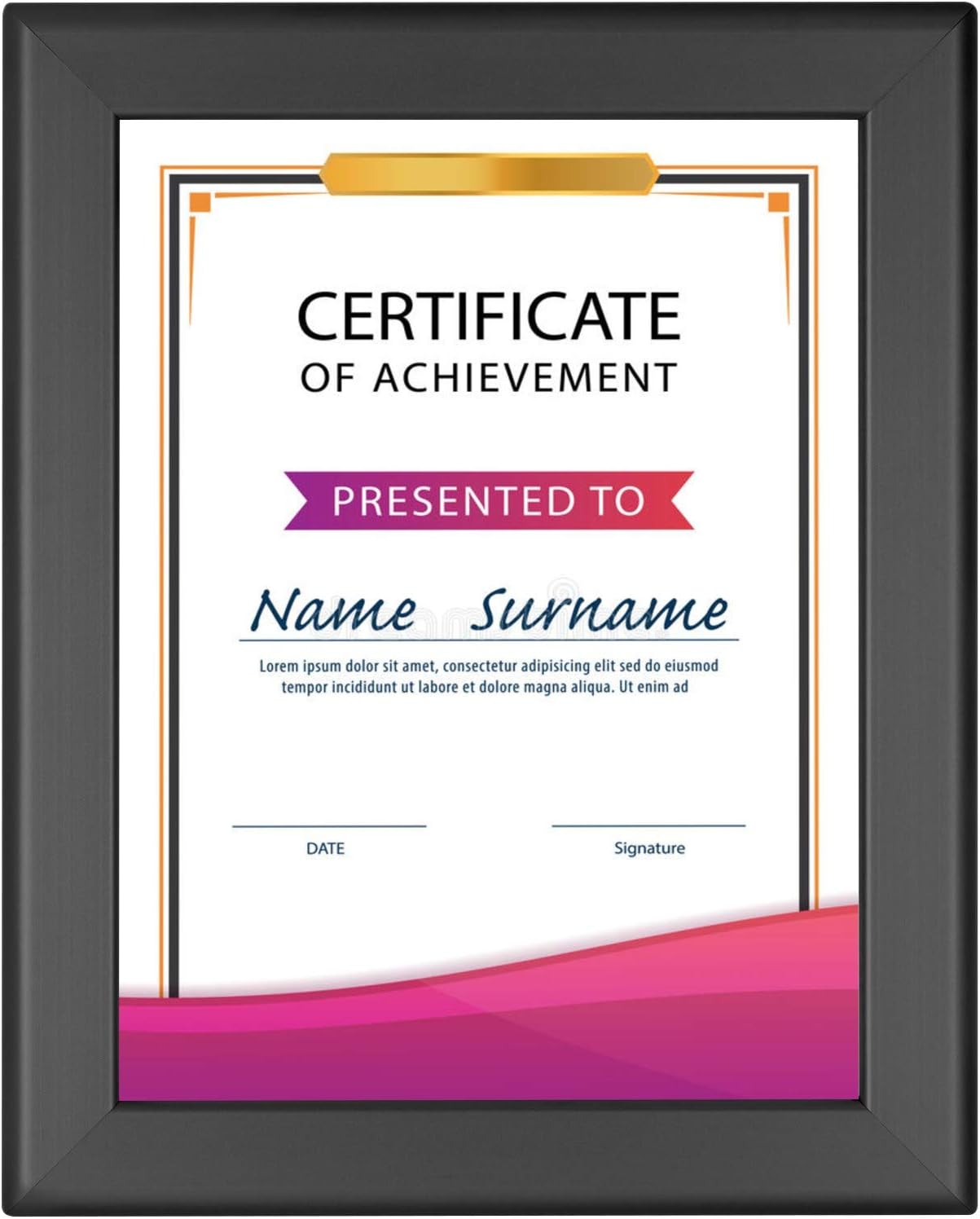 SnapeZo Certificate Frame 8.5x11, Black, 1.25 Inch Aluminum Profile, Front-Loading Snap Frame, Wall Mounting, Professional Series