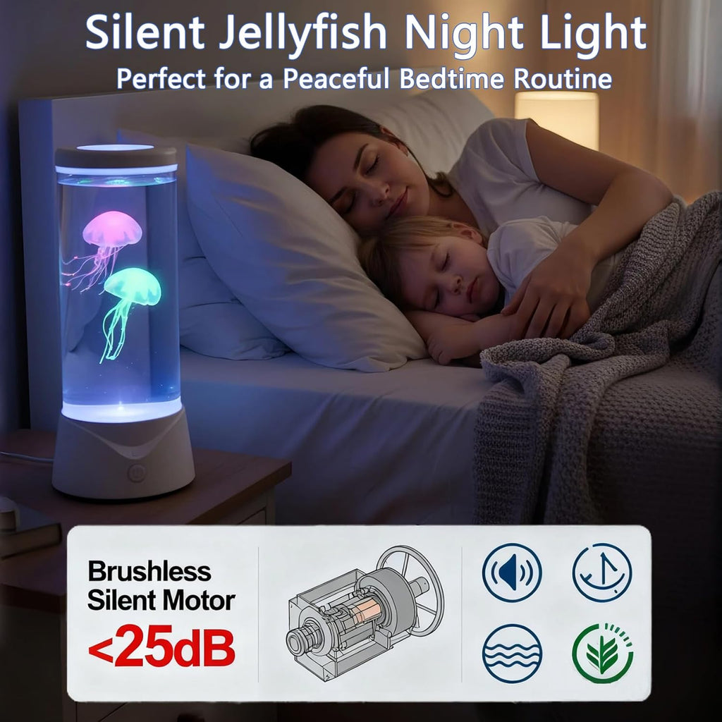 Jellyfish Lamp, 7 Color LED Changing Jelly Fish Light Lamp with Quiet Motor, Lifelike Movements, Jellyfish Decor for Bedroom, Office, Sensory Lamp Great Gifts for Kids (White)