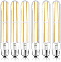 7.3 Inch E26 Led Bulb 6W Dimmable, 2700k Soft White Edison Bulbs 800LM, Equal 80 Watt Tubular T10 T9 Long Clear Glass Light Bulb for Rustic Pendant Pipe Wall Sconces Chandeliers - 6Pack