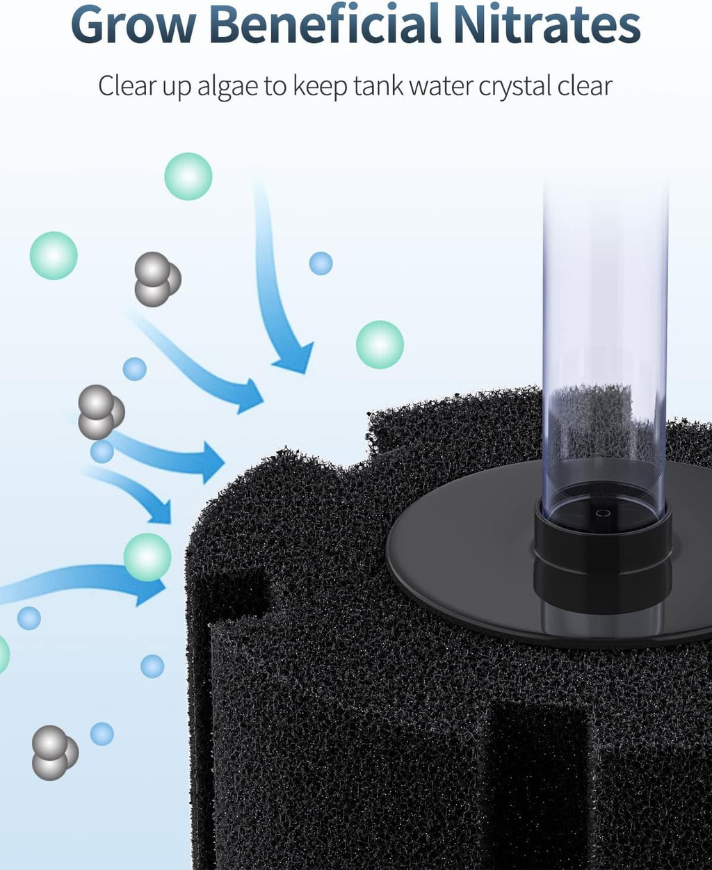 Pawfly Aquarium Large Bio Sponge Filter Quiet Betta Fry Shrimp and Fish Foam Filter with Nano Air Stone for Large Fish Tanks up to 220 Gallons