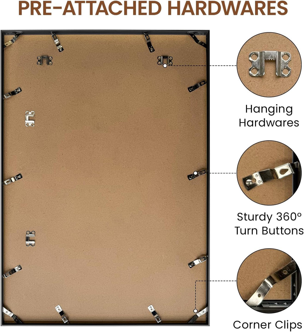 Heimlove 19x27 Metal Picture Frame,Black Aluminum Wall Gallery Poster Puzzles Artwork frames-Real Tempered Glass,Mounting Horizontally or Vertically Decor for Wall-1Pack