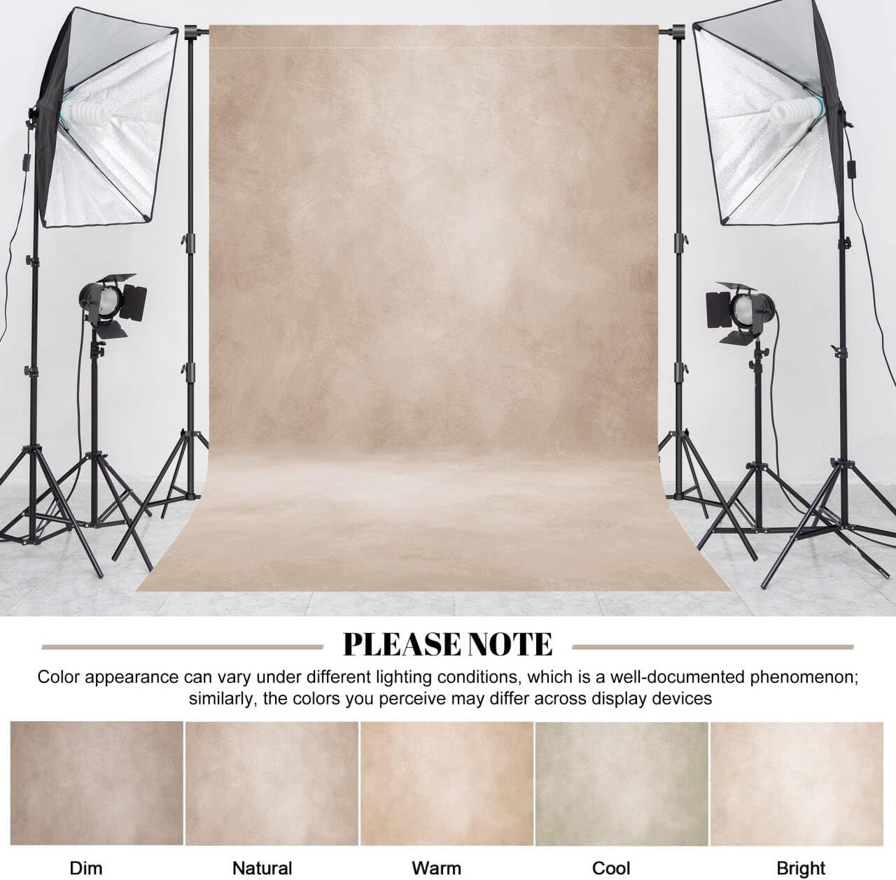 Abstract Professional Photography Backdrop for Portrait Photo Props Booth Background Photoshoot Studio with Polyester Fabric Roller Pocket on Top (6x8ft,Light Beige,No Stand)