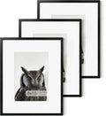Fun Memories 8x10 Inch Metal Picture Frame - Aluminum Photo Frames - 5x7 Mat - Ideal for Wall or Tabletop Display - Wall Hook Hanging Hardware Included - Set of 3 - Black