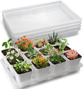 Clear Seed Starter Trays 5 Pack(17"x11"x2"), Reusable Plastic Carrying Seedling & Nursery Trays, Durable Flat Pots Trays, Transparent Square Tray for Planting and Collecting Drainage Water