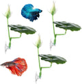 3 Pcs Betta Fish Bed Betta Leaf Hammock Suction Cup Tank Decor Fish Toys Leaf Pad Leaves Tank Accessories Simulates Natural Habitat Comfortable Rest Area