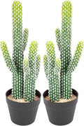 bellacat 23in UV Resistant Fake Cactus, Realistic Faux Cactus Plants Indoor with Black Pot, Artificial Cacti for Table Living Room Porch Office Indoor & Outdoor Decor, 2 Pack