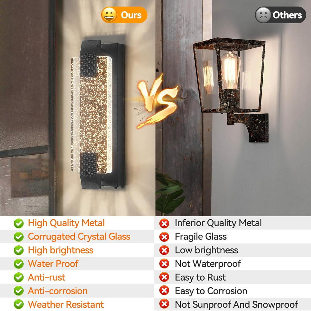 camuucci Dusk to Dawn Outdoor Light,15.7 Inches LED Porch Lights Outdoor Waterproof Modern Outside Sconce Wall Mount for Doorway Hallway Porch Patio Yard Doorway Black