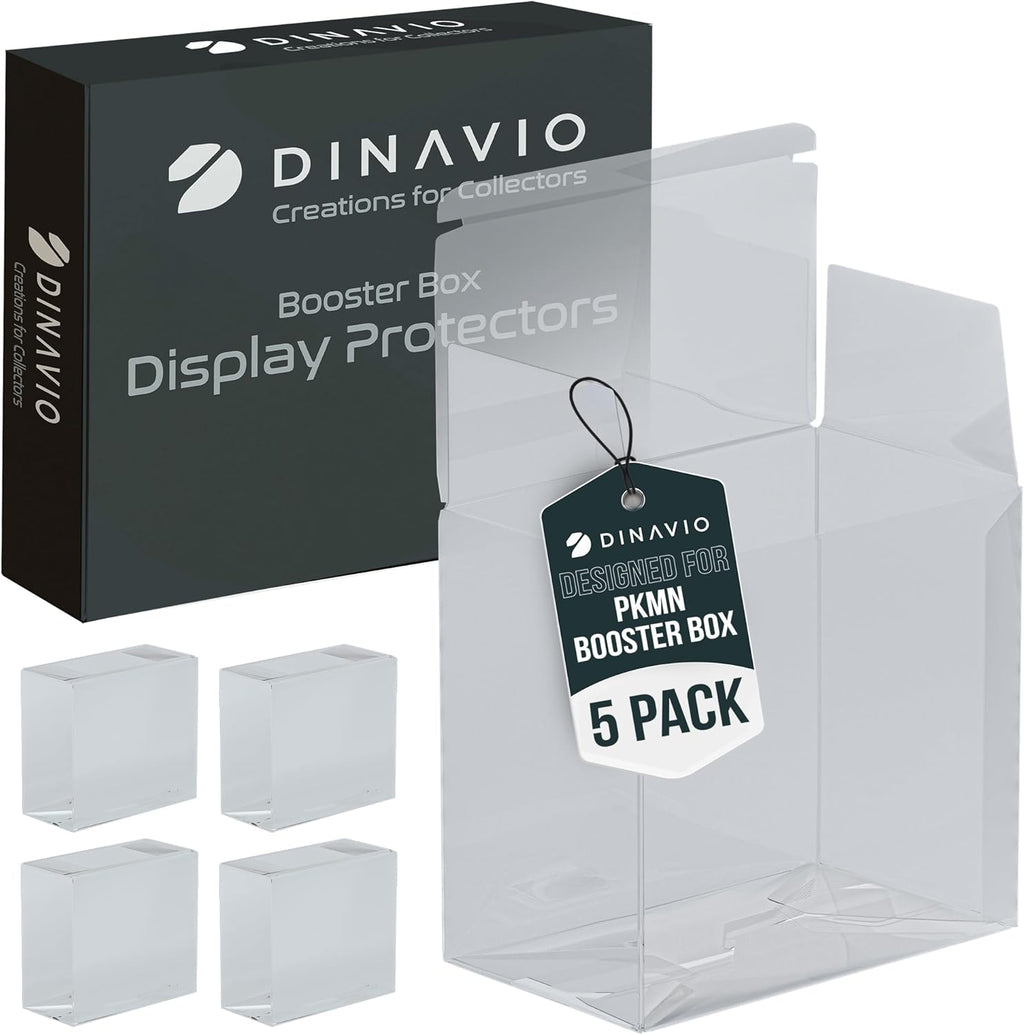 Plastic PKMN Booster Box Protector 5 Pack - Booster Box Case Display Protectors - Compatible with English Modern PKMN Booster Boxes - 0.5mm Thick (Pack of 5)