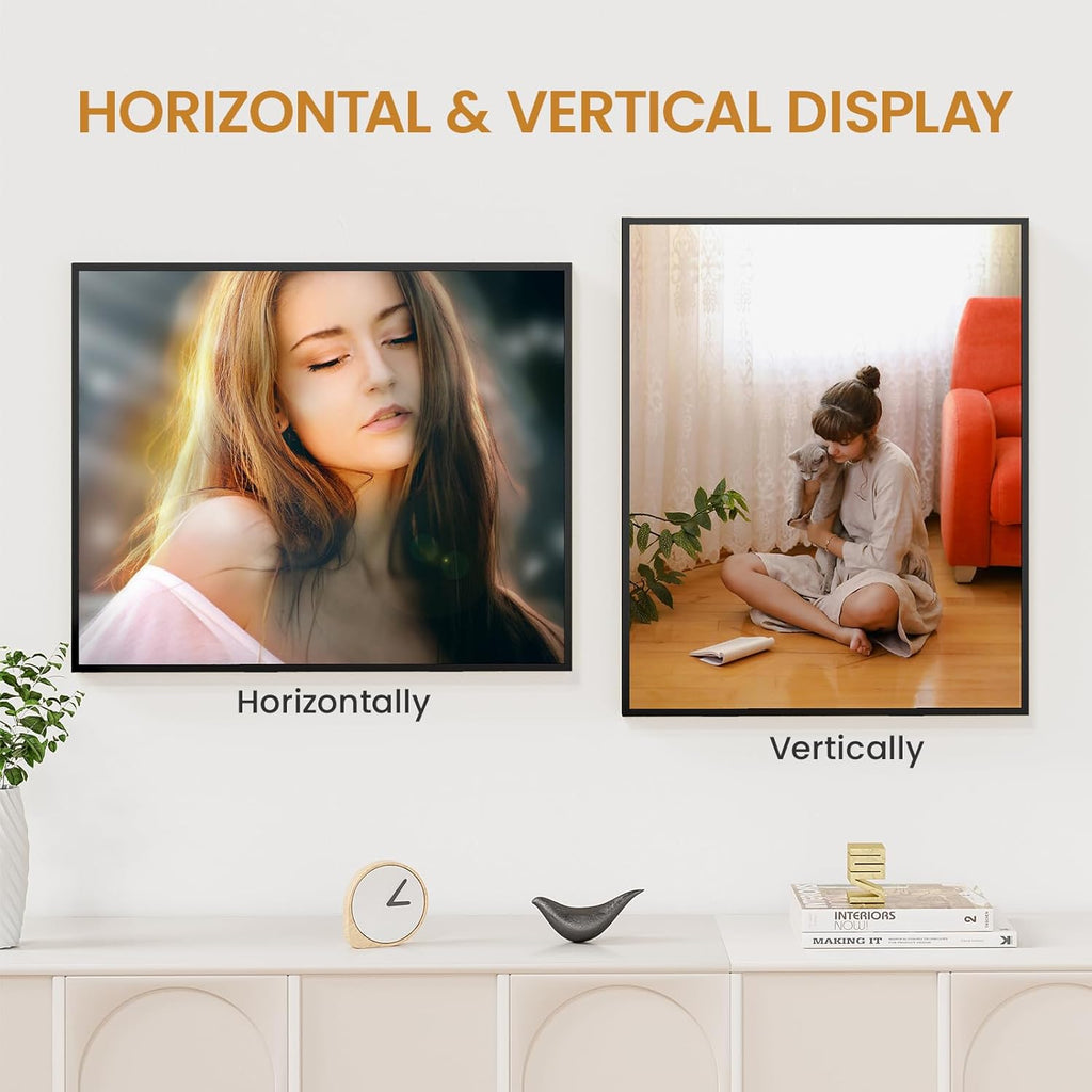 18x22 Aluminum Metal Picture Frame,Tempered Glass Black Photo Frame 18x22 for Family Photo,Posters,Art,Document to Wall Mount Horizontally or Vertically