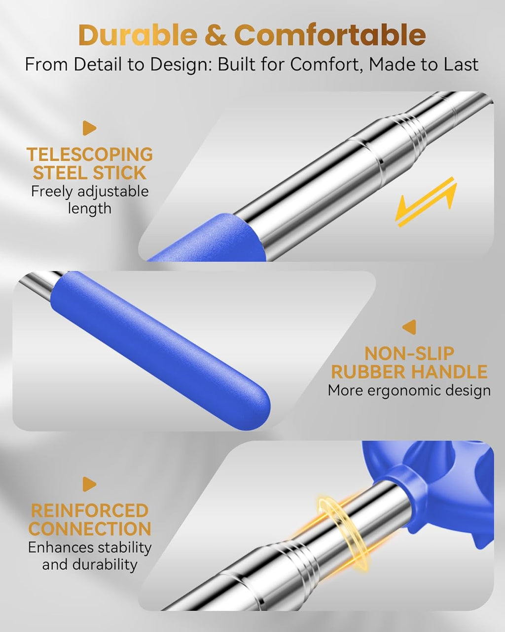 Upgraded Reinforced Telescoping Back Scratcher with 5 Detachable Heads, Larger Scratching Tips, Stocking Stuffer & White Elephant Gifts for for Men Women Adults