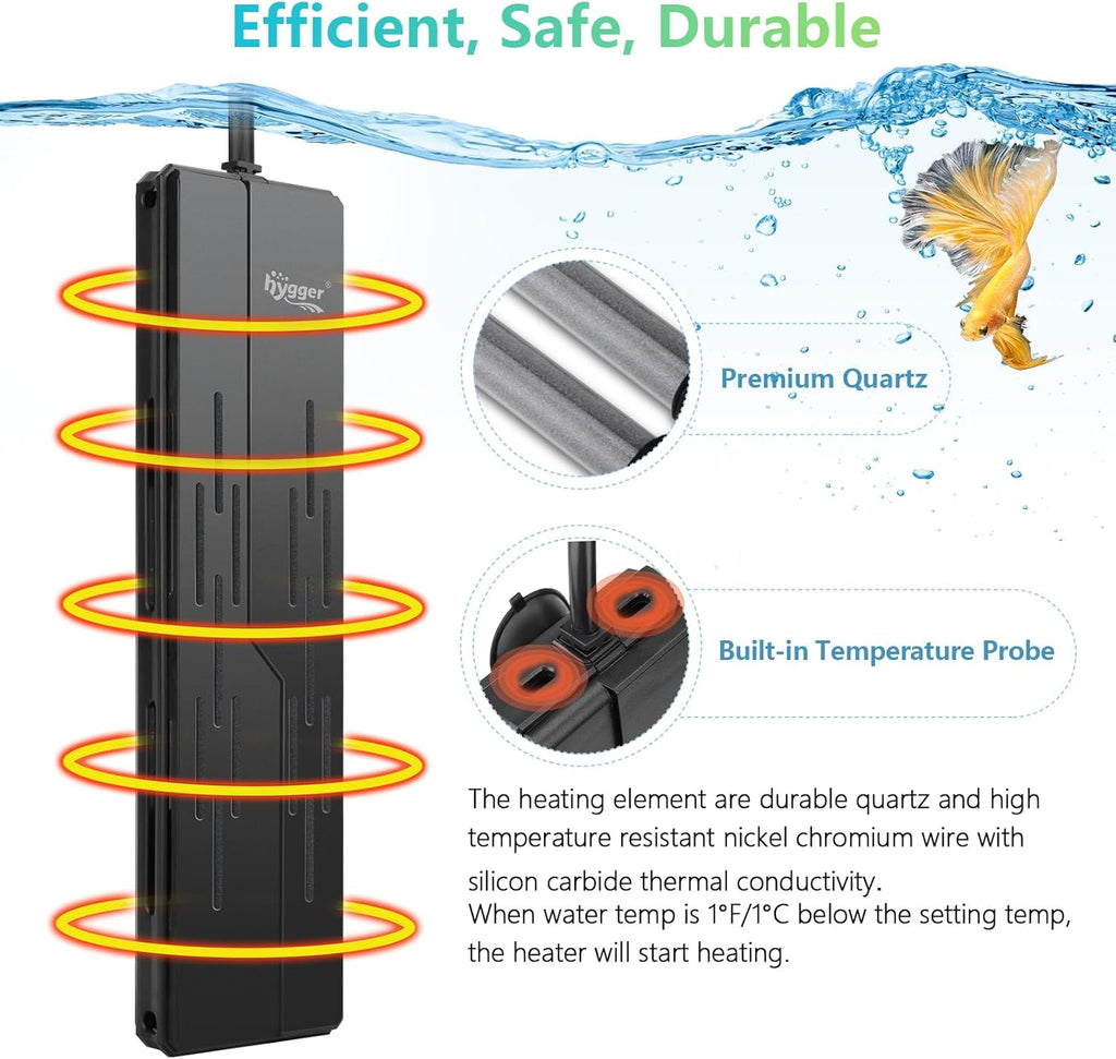hygger Aquarium Heater 1200W,Submersible Fish Tank Heater with Digital LED Controller,Double Quartz Tubes,Overheating & Auto Shut Off Protection,for Saltwater & Freshwater Fish Tank 130-280Gallon