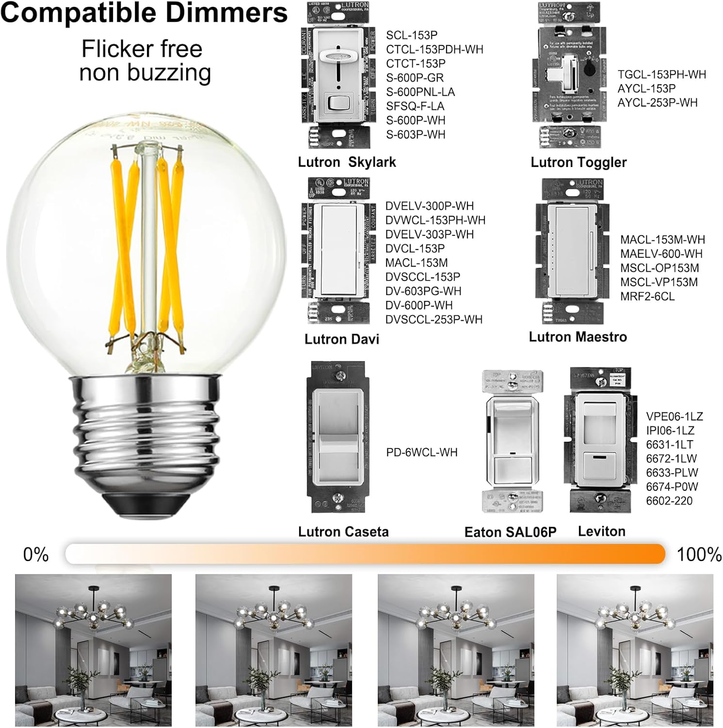 Arberlic G16.5 Light Bulb dimmable,4W E26 LED Bulb Equivalent 40 watt e26 Bulb,Neutral White 4000K,400lm,CRI>85,AC120V,Edison Style,Clear Glass,Flicker Free,Pack of 6