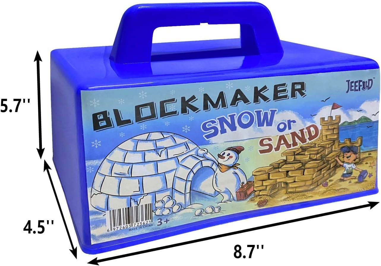 JEEFUD Snow Block Maker, Sand Castle Mold, Beach Snow Building Kit Toys for Kids, Winter Outdoor Toys 2 Pack (Blue&Red)