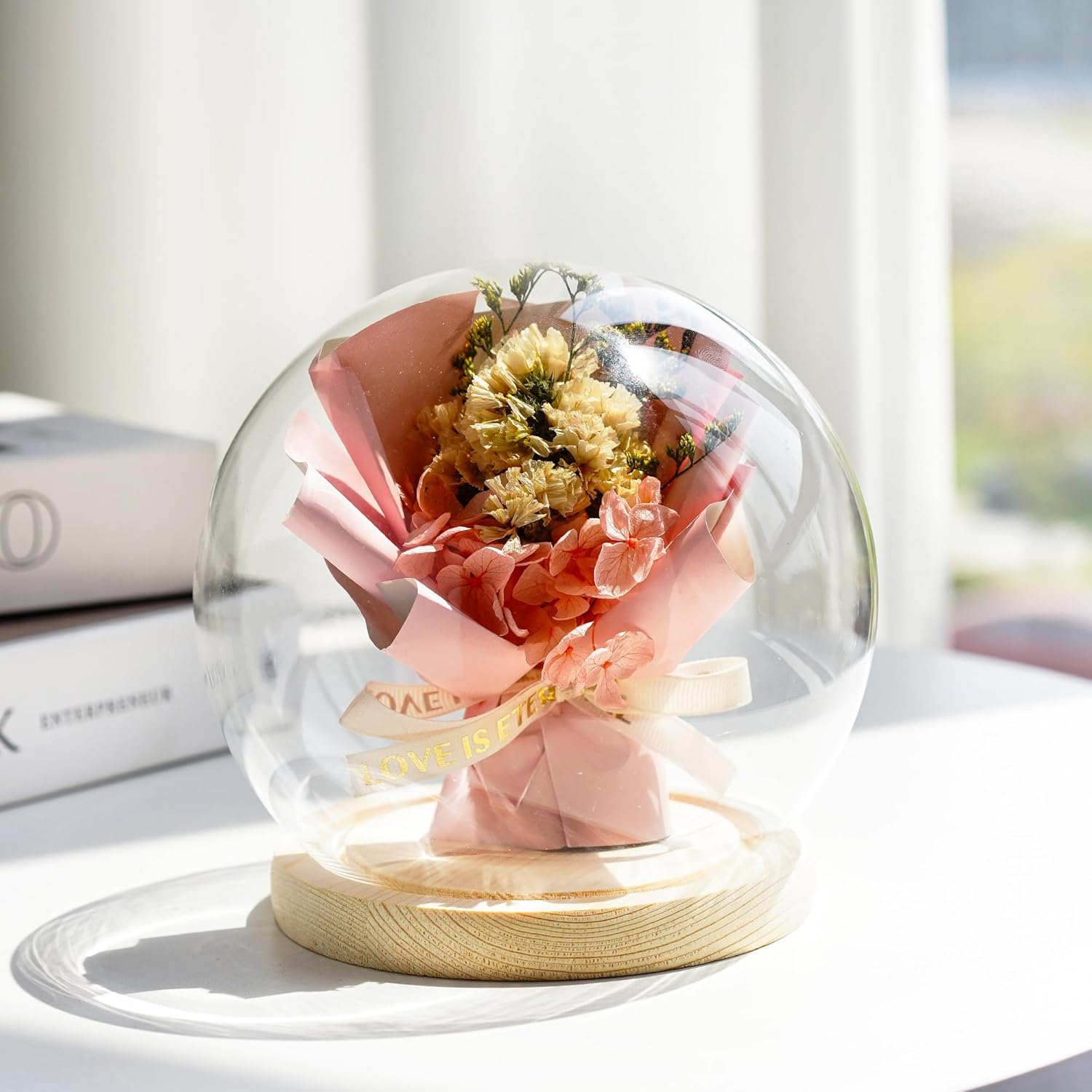 ZEERSHEE Round Glass Cloche Display Dome 6inch Decorative Glass Display Bell Jar for Plants Keepsakes Collectibles