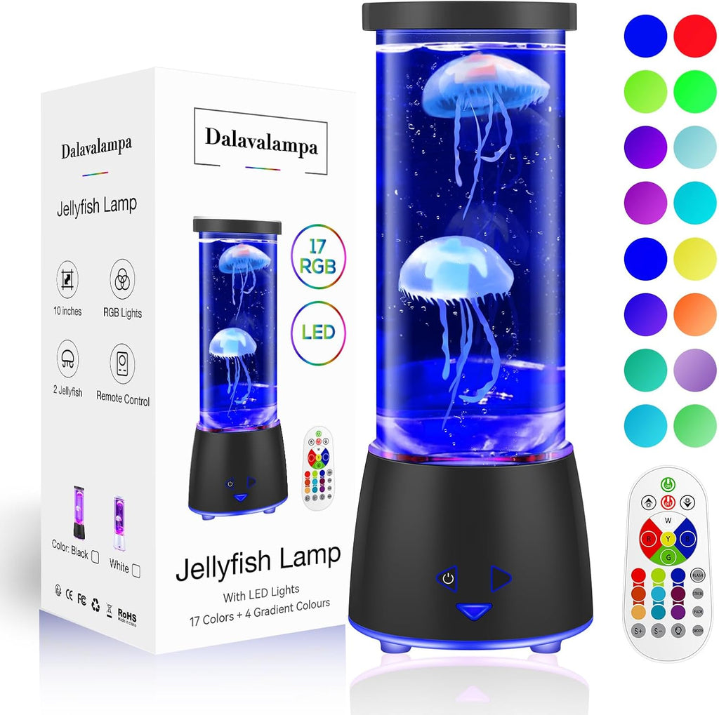 17 Colors Changing Jellyfish lamp with Remote - Jellyfish Tank Table Lamp, LED Night Light for Kids Adults, Aquarium Mood Lamp Home Decor, Party Christmas Gifts for Women Men