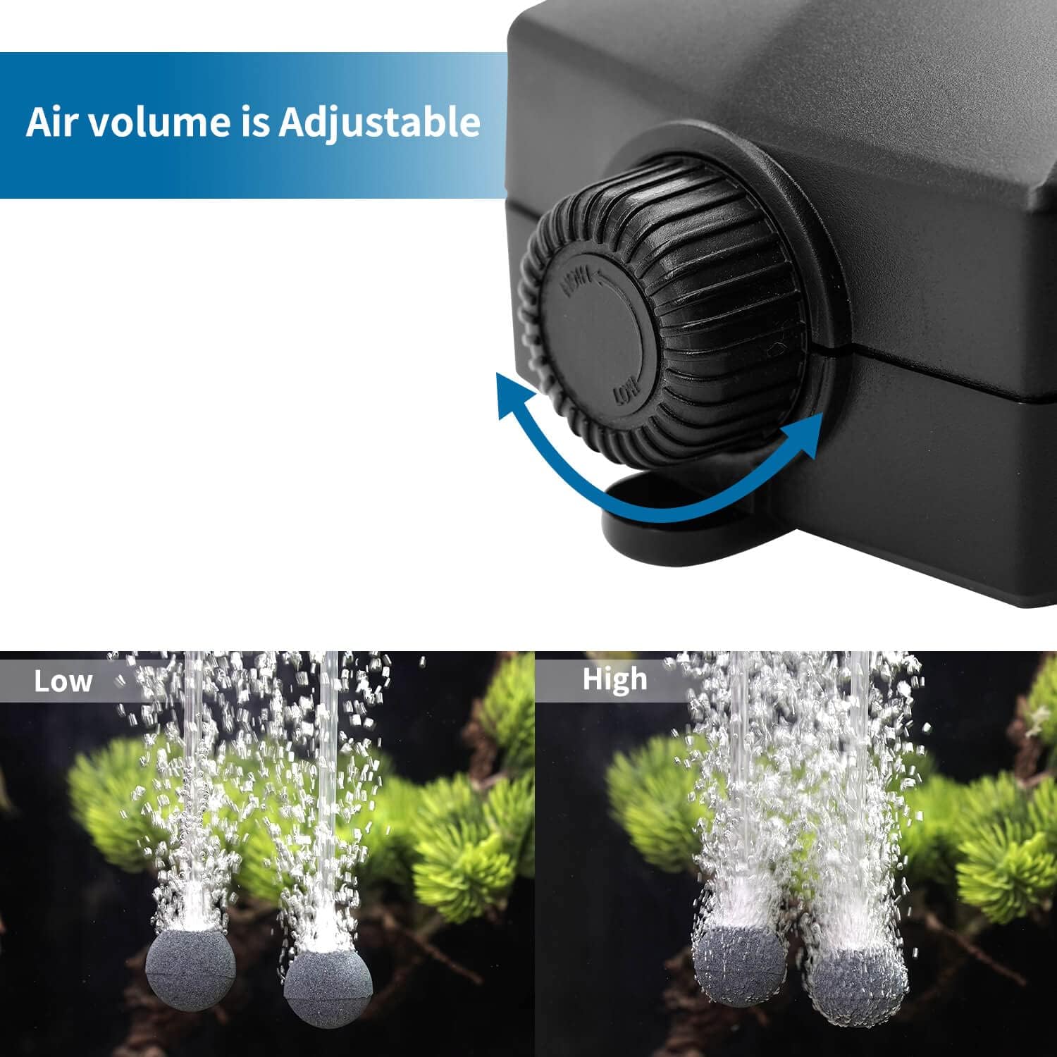 Aquarium Air Pump Single Outlet/Dual Outlet Adjustable Aerator with Accessories for 10-100 Gallon Fish Tank