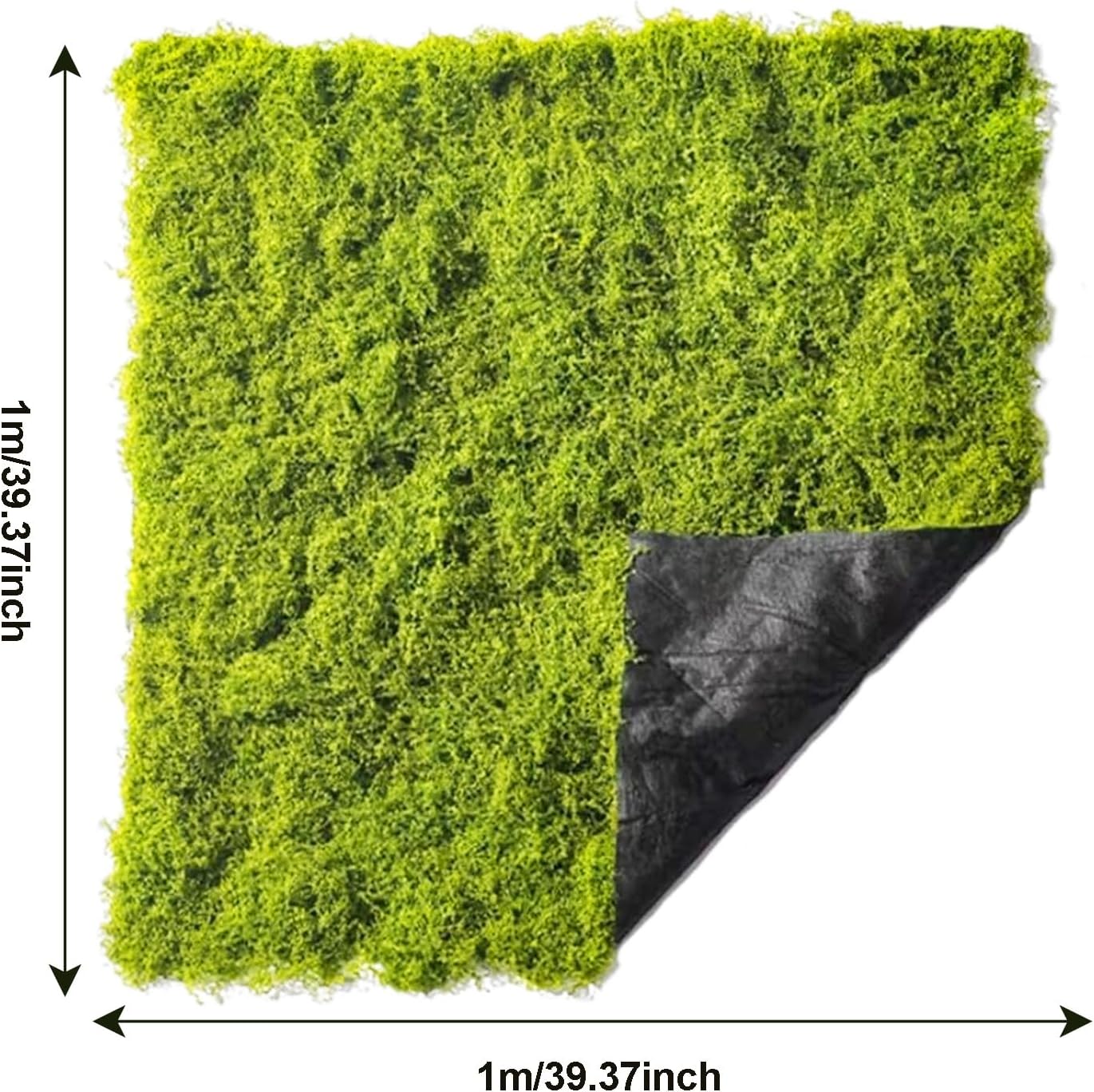Artificial Green Moss Mat for Decoration Carpet Grass Wall, 39.37 * 39.37 inch Fake Moss for Crafts, Natural Decorative for Plants Indoor with Base Fabric, Artificial Grass Wall Suitable for DIY