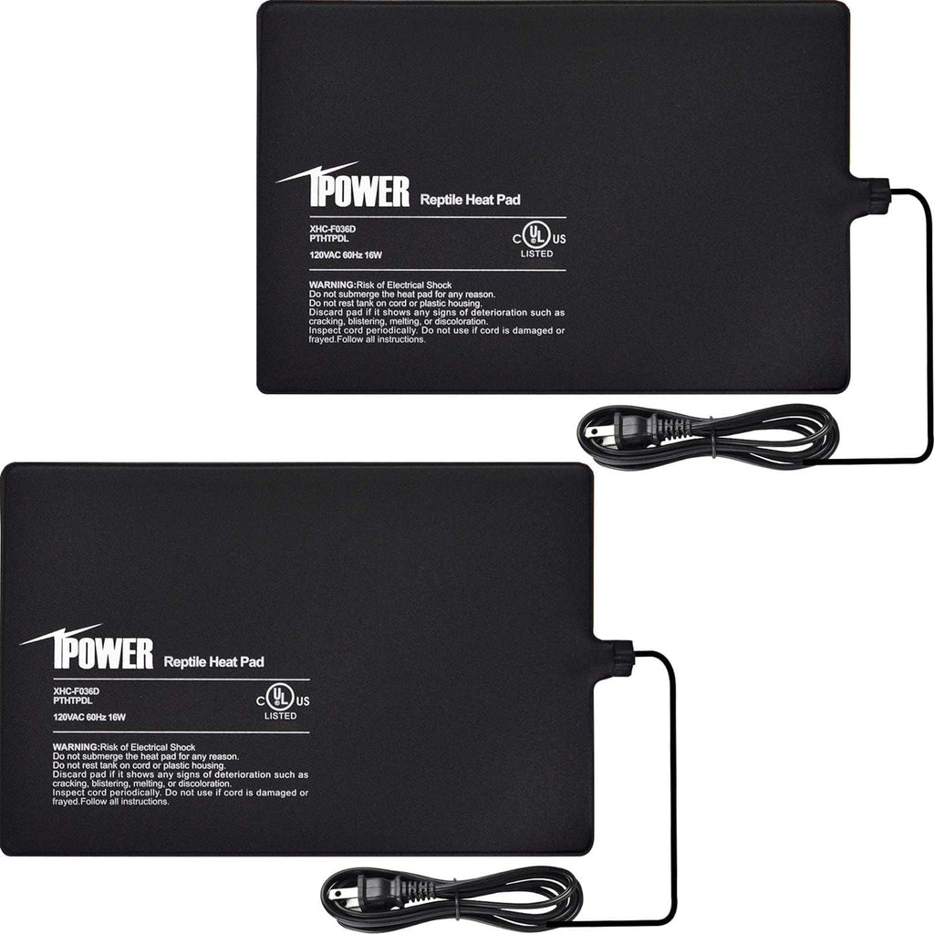 iPower 8x12 Inch Reptile Heat Pad Under Tank Heater, Energy-Efficient & Waterproof Design Terrarium Warmer Mat for Turtles, Lizards, Snakes, 2 Pack