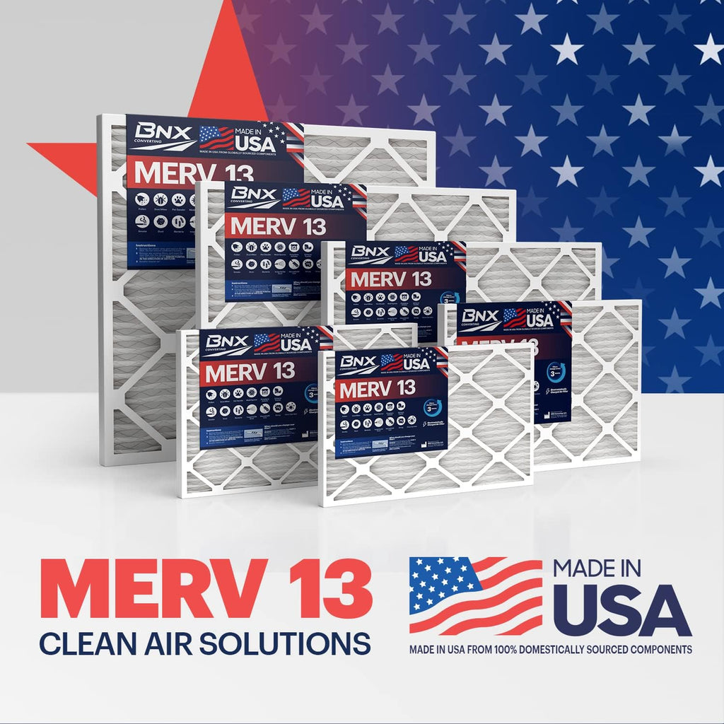BNX TruFilter 20x30x1 Air Filter MERV 13 (6-Pack) - MADE IN USA - Electrostatic Pleated Air Conditioner HVAC AC Furnace Filters for Allergies, Pollen, Mold, Bacteria, Smoke, Allergen, MPR 1900 FPR 10