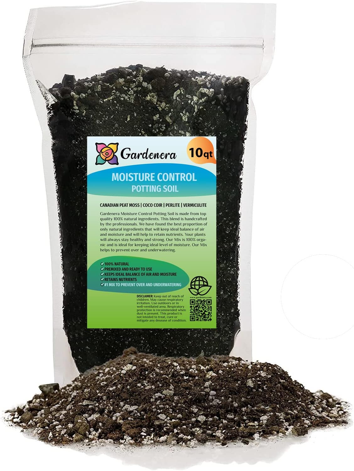 Gardenera Premium Moisture Control Potting Mix - Get The Perfect Balance of Moisture and Nutrients for Your Plants! - 10 Quart