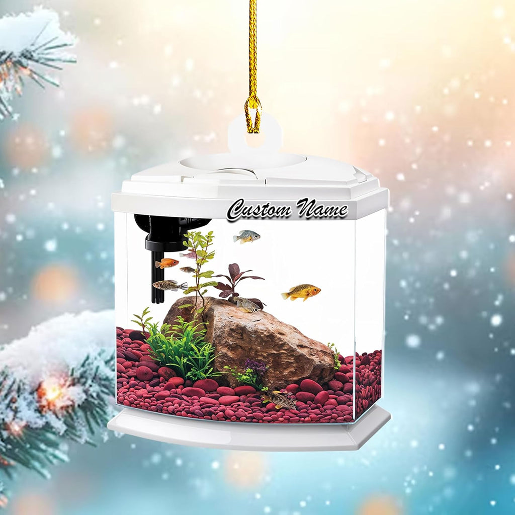 Personalized Aquarium Christmas Ornament, Fish Christmas Ornament, Gift for Fish Lover, Custom Aquarium Christmas Tree Keepsake, Kids First Gift Ideas, Pet Kids Ornament (AFT11)