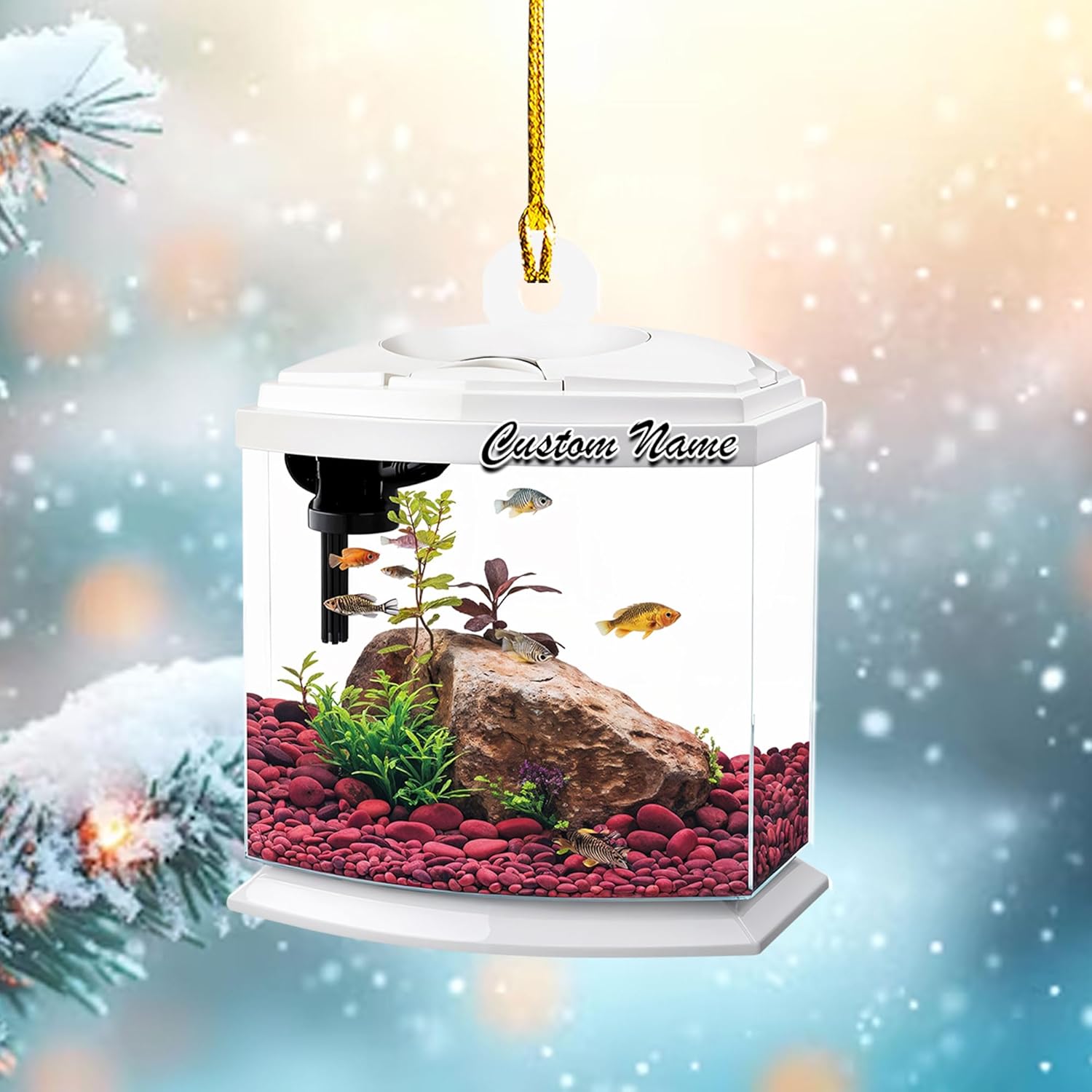 Personalized Aquarium Christmas Ornament, Fish Christmas Ornament, Gift for Fish Lover, Custom Aquarium Christmas Tree Keepsake, Kids First Gift Ideas, Pet Kids Ornament (AFT11)