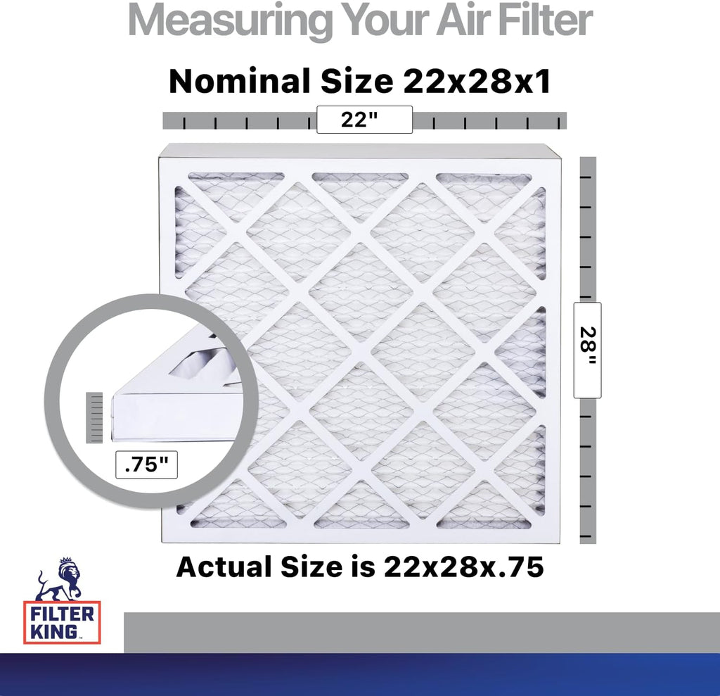 Filter King 22x28x1 Air Filter | 4-PACK | Carbon MERV 8 HVAC Pleated A/C Furnace Filters | MADE IN USA | Actual Size: 22 x 28 x .75"