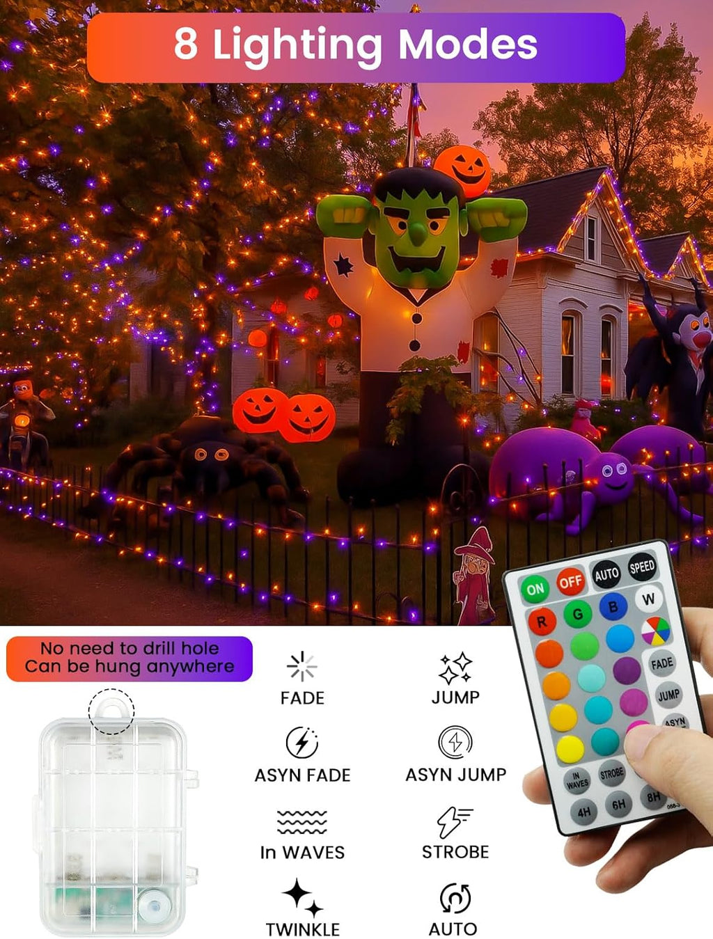 RGB Color Changing 33Ft 100LED Christmas Fairy Lights Battery Operated, Waterproof String Lights USB Powered with Timer for Indoor & Outdoor,18 Colors and Multicolor for Girl's Bedroom Christmas Decor