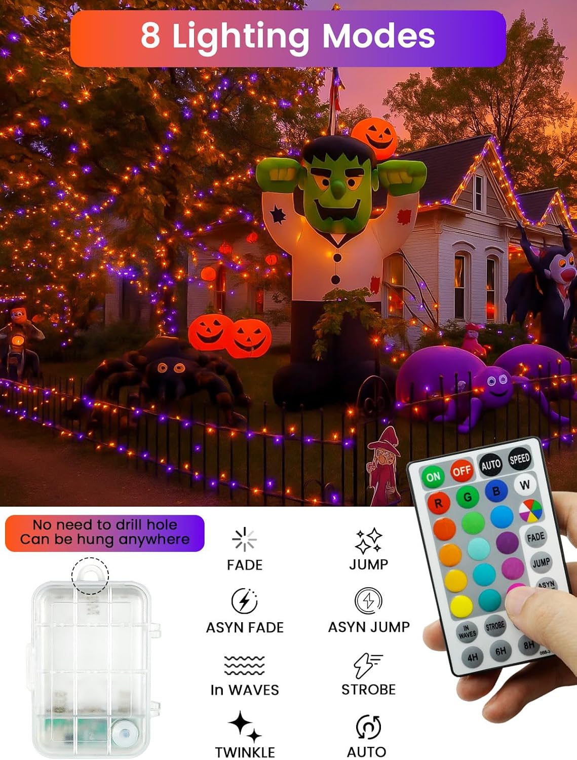 RGB Color Changing 33Ft 100LED Christmas Fairy Lights Battery Operated, Waterproof String Lights USB Powered with Timer for Indoor & Outdoor,18 Colors and Multicolor for Girl's Bedroom Christmas Decor