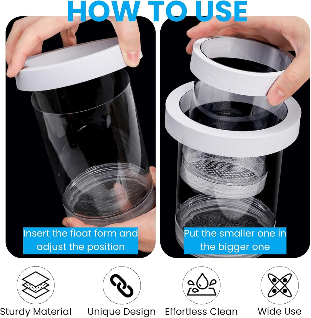 2 Pieces Breeder Box for Fish Tank, Floating Plastic Aquarium Isolation Box, Mesh Fish Nursery Separator Tank Hatchery Incubator for Shrimp, Betta, Clownfish, Guppy, Large 2-Piece Set