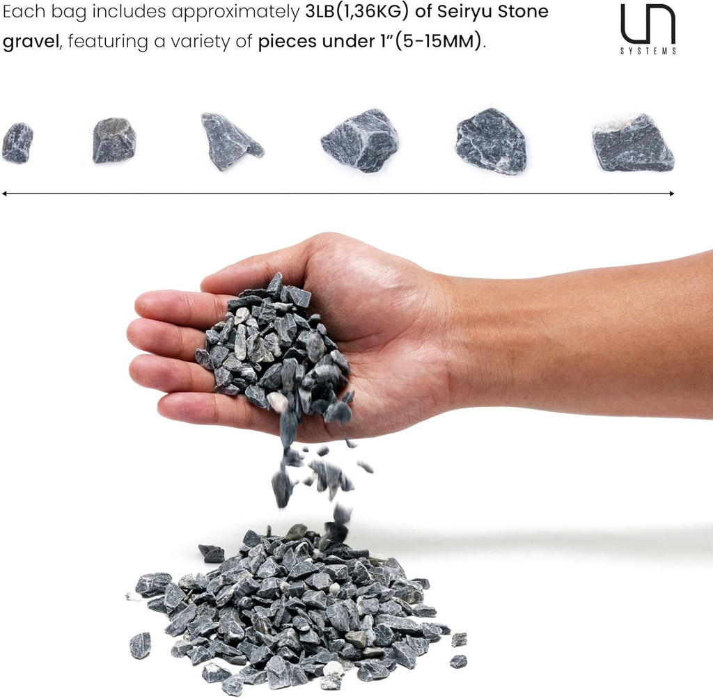 UNS Accent Stone - Aquascaping Hardscape for Freshwater Aquarium Aquascape - Shrimp, Turtle, Betta Fish Tank Decoration - Blue Gray Substrate Gravel for Terrariums - Seiyru Mountain Gravel, 3 lb